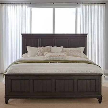 Cottage Queen Panel Bed with Crown Molded Headboard